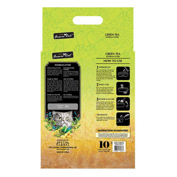 Fussie Fussie Cat 高竇貓 豆腐貓砂 綠茶味 6L 6L  背面圖