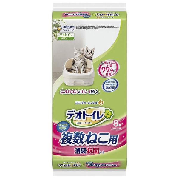 Unicharm 日本1週間強力消臭抗菌寵物尿墊 原味 多貓貓砂盆專用 8枚 (ucb5) (圖片1)