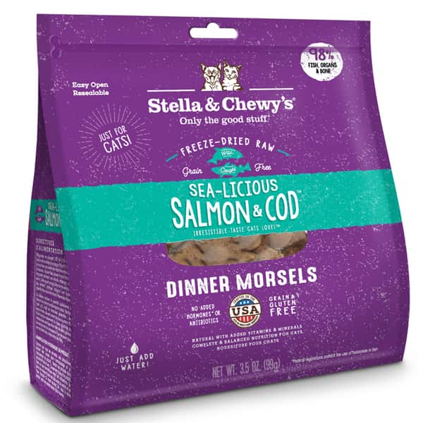Stella & Chewy's Stella & Chewy's 貓糧 Dinner Morsels 凍乾生肉主食糧 三文魚及鱈魚配方 3.5oz 5oz 正面圖