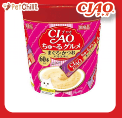 CIAO 肉泥 貓零食 金槍魚・鰹魚肉醬 14g 60本罐裝 (桃紅) (SC-222) (圖片1)