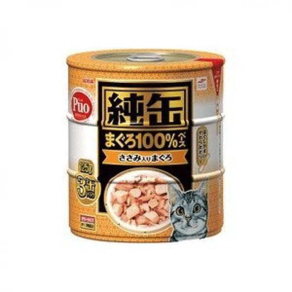 日本AIXIA 愛喜雅 貓罐頭 純缶系列 吞拿魚+雞肉 125g 3缶入 (圖片1)
