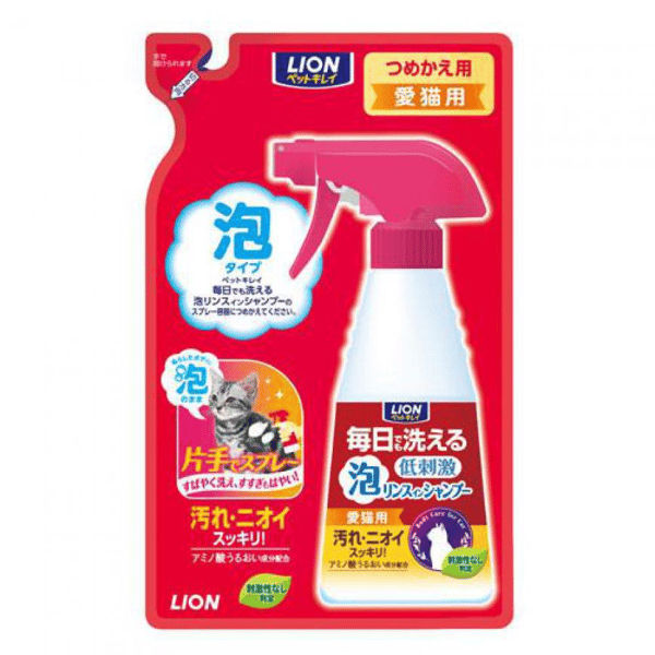 日本獅王LION 日本獅王LION Pet 貓用泡沫沖涼液 240ml 補充包裝 240ml 貓用 正面圖