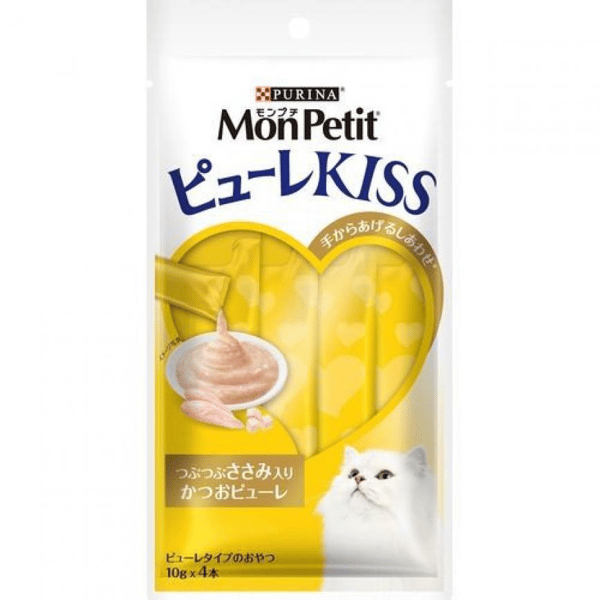 日本MonPetit 肉泥餐包 鰹魚雞肉肉碎 40g (鮮黃) (停售) (圖片1)