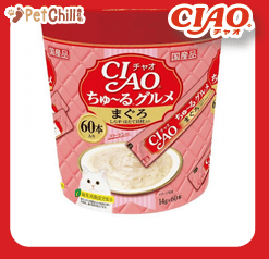 CIAO CIAO 肉泥 貓零食 吞拿魚.白飯魚帶子肉醬 14g SC-135 60本罐裝 14g 正面圖