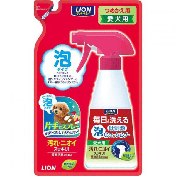 日本獅王LION Pet 狗狗泡沫沖涼液 240ml 補充包裝 (可每日使用) (紅) (圖片1)