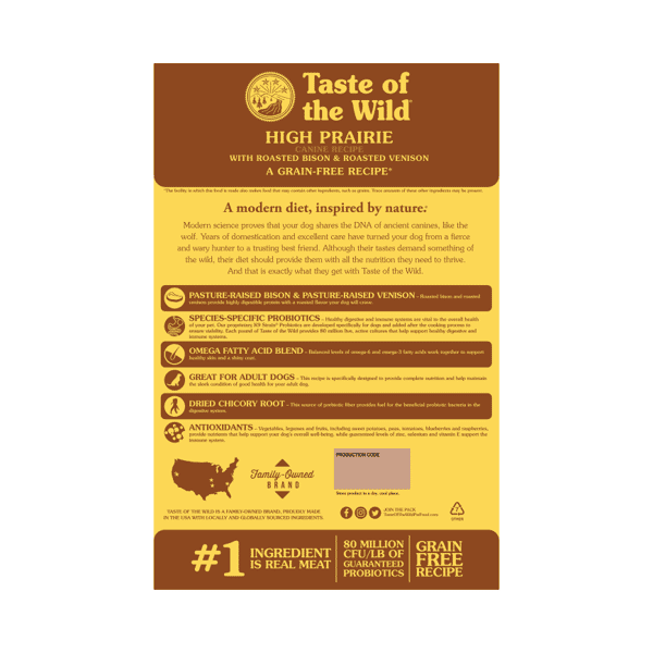 Taste Taste of the Wild 無穀物烤野牛+烤鹿肉配方 28lb 舊規格 28lb 背面圖
