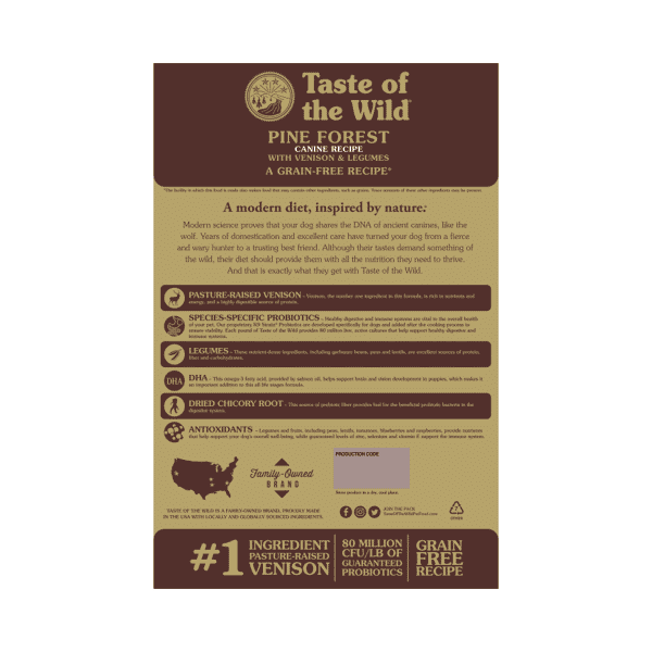 Taste of the Wild Pine Forest Canine Recipe with Venison & Legumes 26lb (90100807) (圖片3)