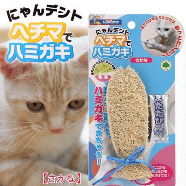 日本CattyMan 貓咪潔齒咬咬玩具配木天蓼粉末 小魚 (圖片1)