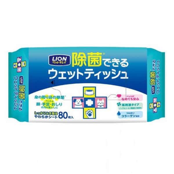 日本獅王LION Pet 寵物除菌不含酒精濕紙巾 80枚 (新舊包裝隨機) (圖片1)