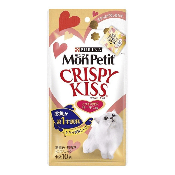 日本MonPetit Crispy Kiss 貓零食 貓脆餅 高級三文魚味 30g (金) (圖片1)