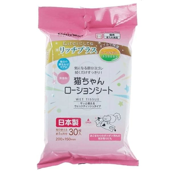 日本CattyMan 貓咪專用清潔濕紙巾 30枚 (圖片4)