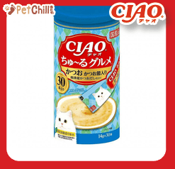 CIAO CIAO 肉泥 貓零食 鰹魚肉醬 14g 30本罐裝 14g 正面圖