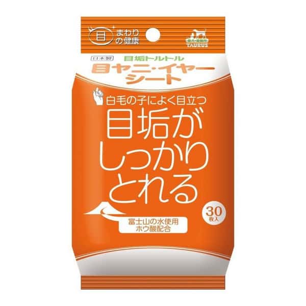 日本TAURUS 潔眼去淚痕清潔濕紙巾 30枚 (貓犬用) (橙) (圖片1)