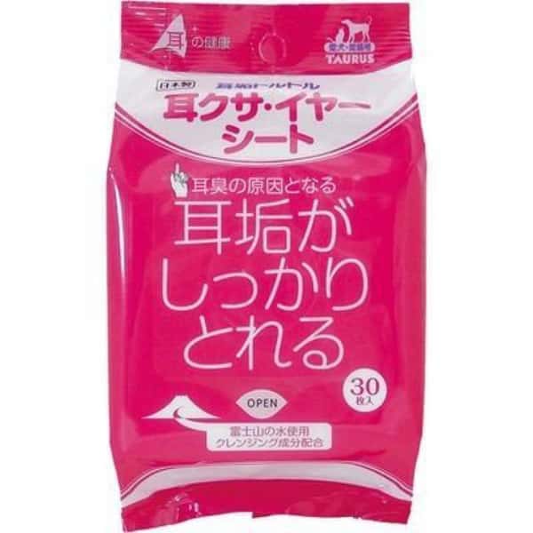 日本TAURUS 耳部去耳垢清潔濕紙巾 30枚 (貓犬用) (粉紅) (圖片1)