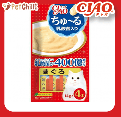 CIAO CIAO 肉泥 貓零食 乳酸菌 金槍魚肉醬 14g 4本入 14g  正面圖