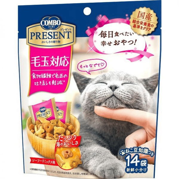 COMBO 日本二合一健康貓零食 去毛球配方 42g (桃紅) (圖片1)