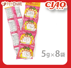 CIAO 貓零食 日本磨牙潔齒貓脆餅 金槍魚味 5g 8包入 (粉紅) (圖片1)