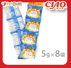 CIAO 貓零食 日本磨牙潔齒貓脆餅 鰹魚味 5g 8包入 (藍) (圖片1)