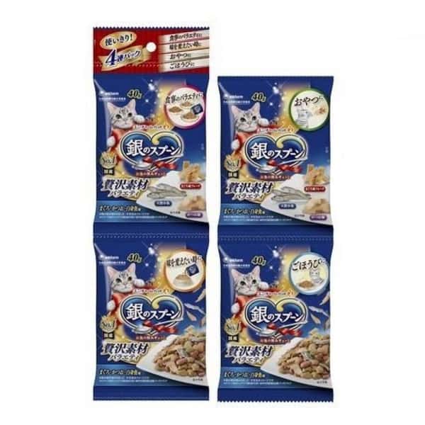 Unicharm Unicharm 貓零食 日本三星銀匙 貓脆餅 金槍魚鰹魚及白魚 40g 4本入 40g  正面圖