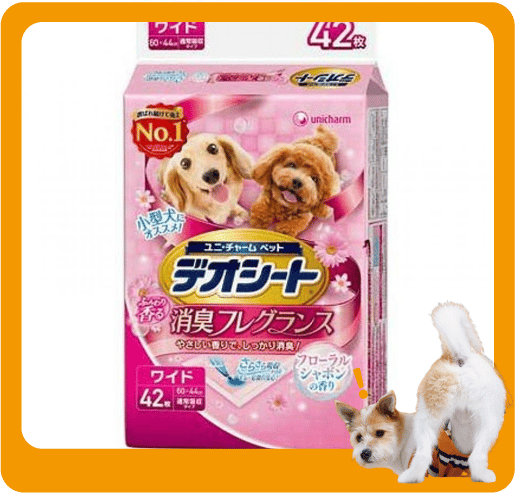 Unicharm Unicharm 寵物尿墊 狗尿墊 狗尿片 日本柔軟香氛超除臭 粉紅花香味 寵物尿墊 [60*44 XL碼 42枚]   正面圖