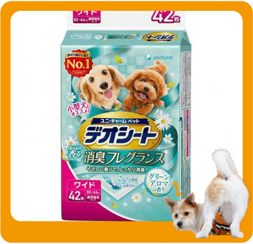 Unicharm Unicharm 寵物尿墊 狗尿墊 狗尿片 日本柔軟香氛超除臭 田園清香味 寵物尿墊 [60*44 XL碼 42枚]   正面圖