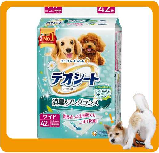 Unicharm Unicharm 寵物尿墊 狗尿墊 狗尿片 日本柔軟香氛超除臭 田園清香味 寵物尿墊 [60*44 XL碼 42枚]   正面圖