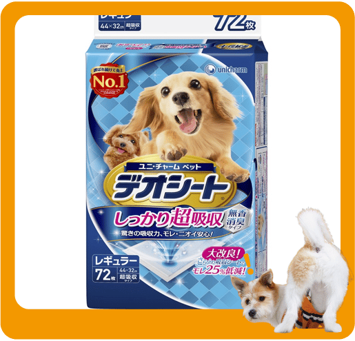 Unicharm 寵物尿墊 狗尿墊 狗尿片 日本柔軟無香超除臭 寵物尿墊 [44*32 L碼 72枚] (圖片1)