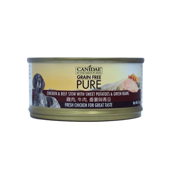 CANIDAE CANIDAE 咖比 PURE 狗罐頭 雞肉牛肉番薯及青豆 Chicken & Beef Stew with Sweet Potatoes & Green Beans 70g 70g  正面圖