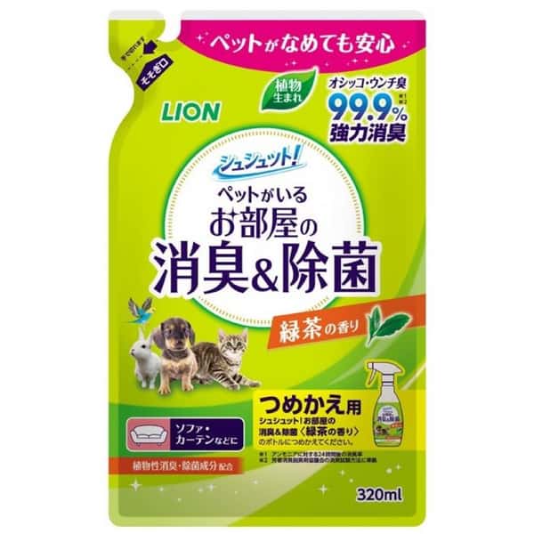 日本獅王LION 日本獅王LION Pet 寵物除菌消臭噴霧 綠茶味 補充包裝 320ml 停售 320ml 正面圖