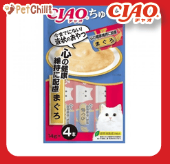 CIAO 肉泥 貓零食 心臟健康配慮 吞拿魚 14g 4本入 (天藍色) (SC-170) (圖片1)