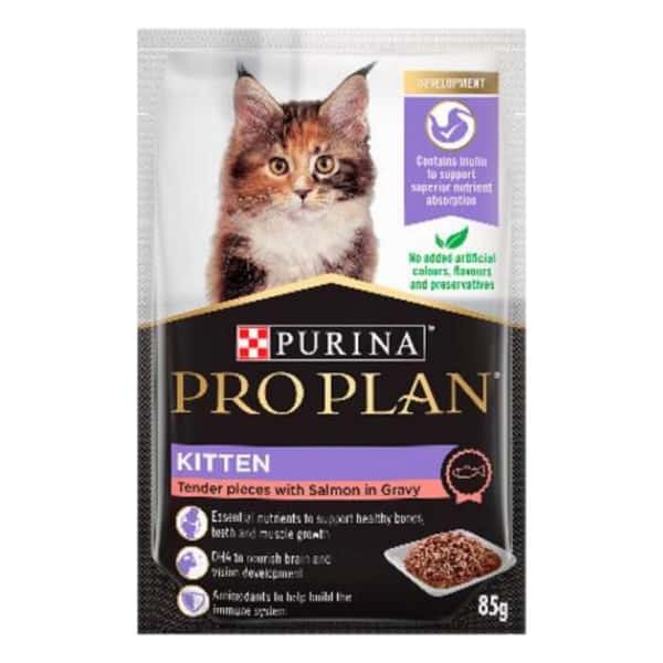 PURINA PURINA PROPLAN 冠能 貓濕糧 幼貓配方 醬汁三文魚 85g 85g 背面圖