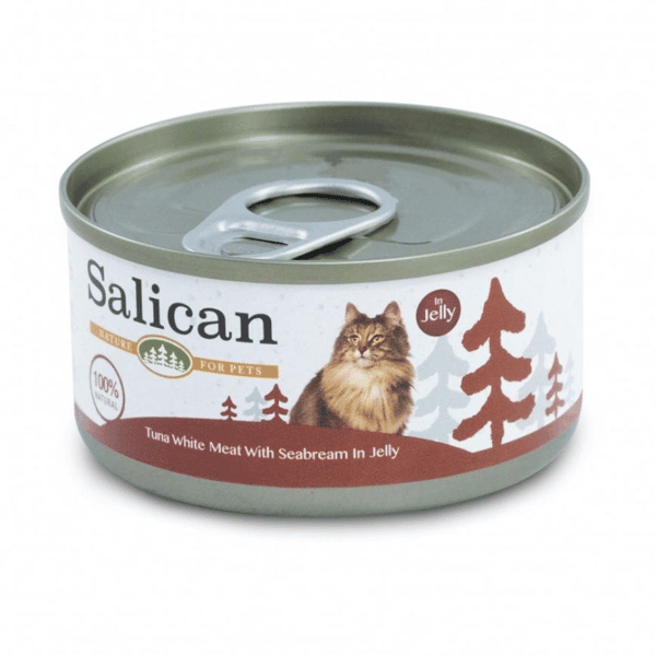 Salican 貓罐頭 白肉吞拿魚鯛魚啫喱 85g 啡 (001973) (圖片1)