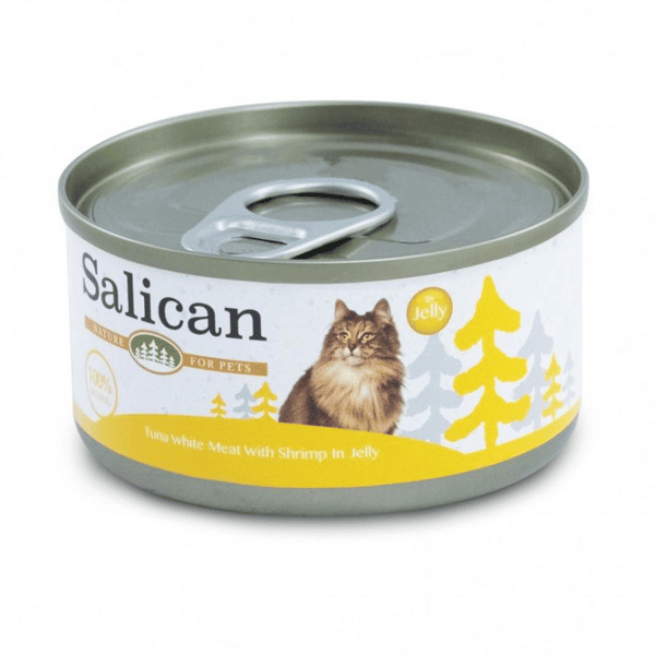 Salican 貓罐頭 白肉吞拿魚鮮蝦啫喱 85g 黃 (001971) (圖片1)