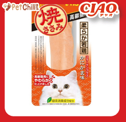 CIAO 貓零食 日本烤雞胸肉 高齢貓用 蟹肉棒味 30g (橙) (QYS-22) (圖片1)