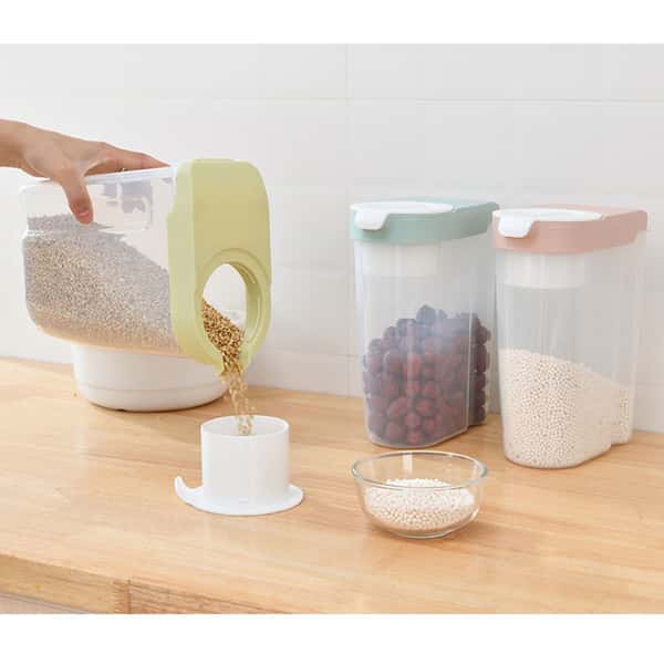 日式防潮密封扭蓋自帶量杯 貓糧狗糧 糧桶 一個裝 (顏色隨機) (圖片1)