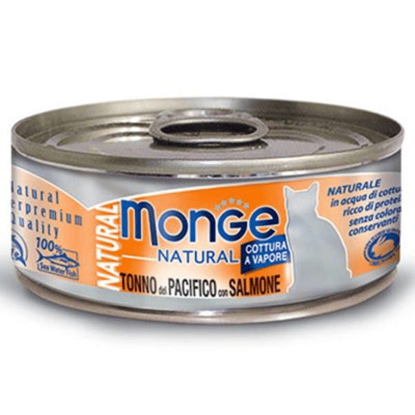 Monge Monge 貓罐頭 高蛋白質野生海洋系列 太平洋吞拿魚三文魚 80g 80g  正面圖