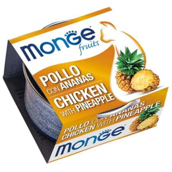Monge Monge 貓罐頭 清新鮮果系列 成貓配方 雞肉菠蘿 80g 80g 正面圖
