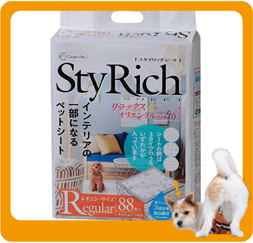 日本Clean 日本Clean one StyRich Wide 花香味寵物尿墊 狗尿墊 狗尿片 [44*34 S碼 88枚]   正面圖