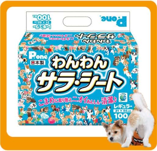 日本P.one 日本P.one Wanwan Sarah 寵物尿墊 狗尿墊 狗尿片 [31x44 S碼 100枚]   正面圖