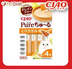 CIAO CIAO 肉泥 貓零食 Churu Pure 無添加雞肉肉醬 14g 4本入 14g 正面圖