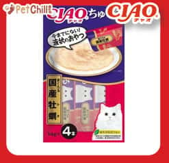 CIAO CIAO 肉泥 貓零食 國產牡蠣肉醬 14g 4本入 14g 正面圖