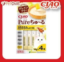 CIAO CIAO 肉泥 貓零食 Churu Pure 無添加雞肉扇貝味 14g 4本入 14g 正面圖