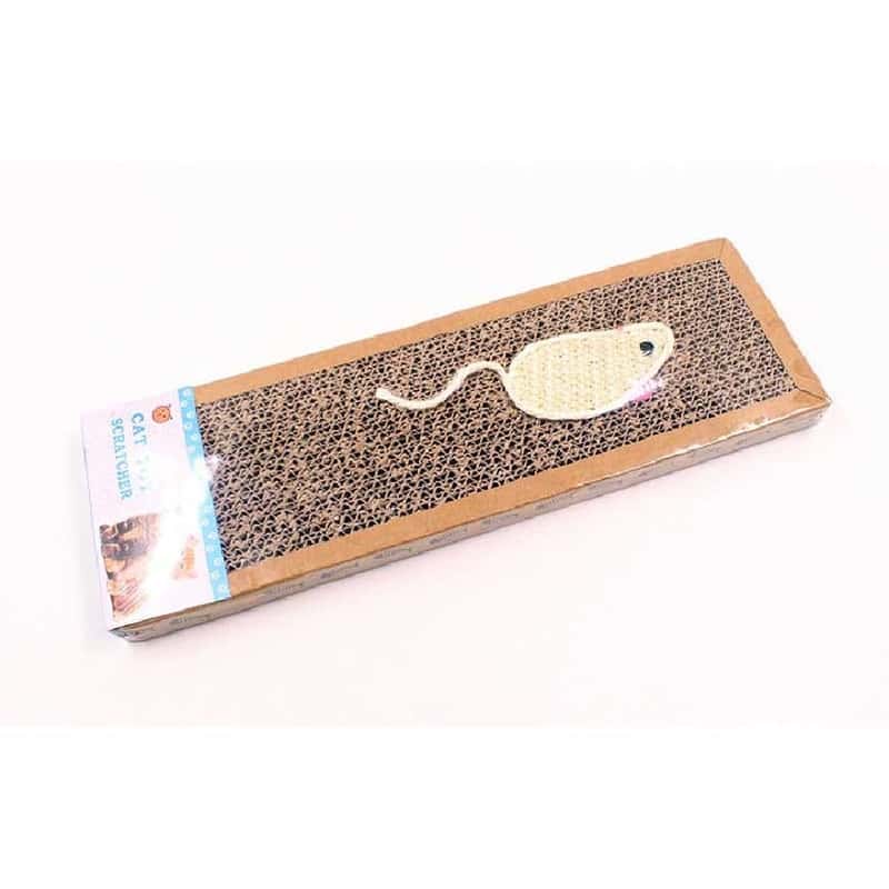 HelloDOG HelloDOG 玩具嚴選 瓦楞紙貓抓板 長方形老鼠或魚造型 小號   背面圖