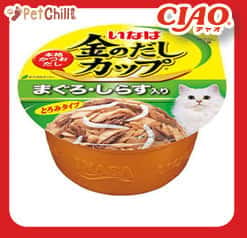 CIAO CIAO 貓罐頭 日本金湯鰹味杯 金槍魚.銀魚味 70g 70g 正面圖