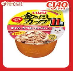 CIAO CIAO 貓罐頭 日本金湯鰹味杯 金槍魚.柴魚.雞肉味 11歲食用 70g 70g 正面圖