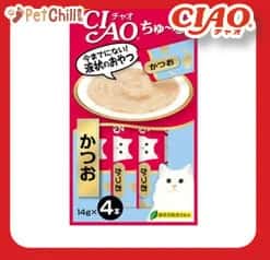 CIAO CIAO 肉泥 貓零食 鰹魚肉醬 14g 4本入 14g  正面圖
