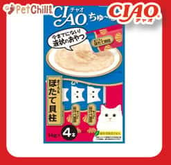 CIAO CIAO 肉泥 貓零食 金槍魚+扇貝肉醬 14g 4本入 14g  正面圖