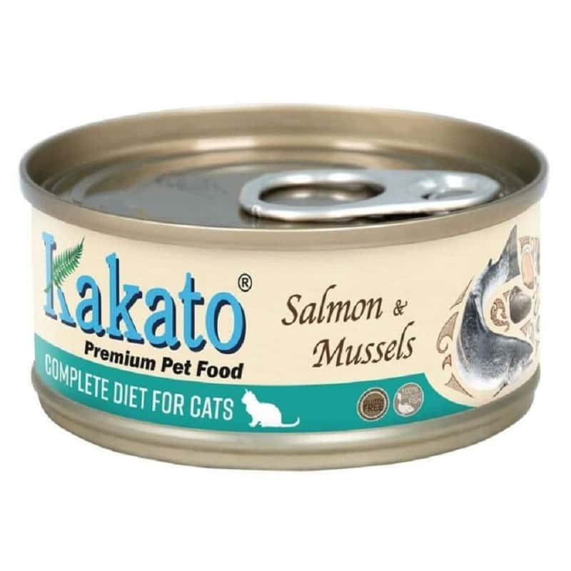Kakato Kakato 主食罐 貓罐頭 三文魚及青口 70g 70g  正面圖