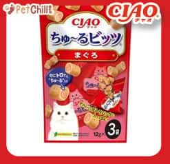 CIAO CIAO 貓零食 日本軟心零食粒 金槍魚味 12g 3袋入 12g  正面圖