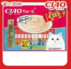 CIAO CIAO 肉泥 貓零食 金槍魚混合海鮮味 14g 40本入 14g 正面圖